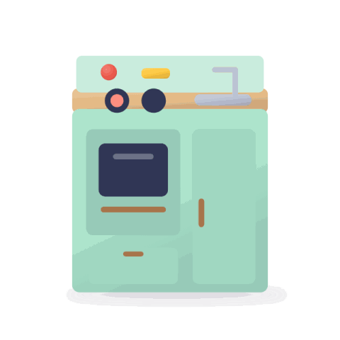 Wooden play kitchen with oven and sink