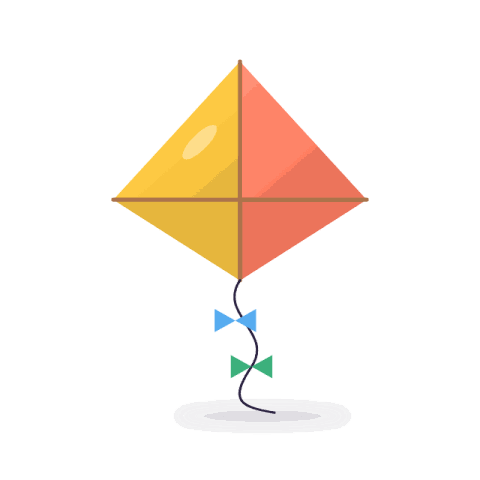 Rainbow diamond kite with 30 m line