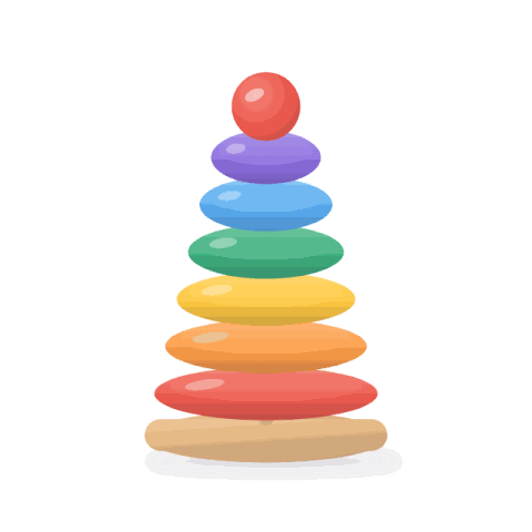 Rainbow ring stacker in solid beech