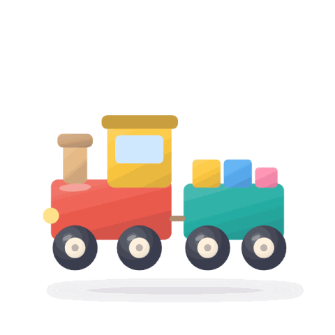 Wooden pull-along train with 6 blocks