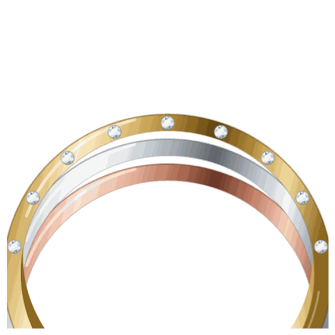 Trio stacking rings in three golds