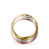 Trio stacking rings in three golds