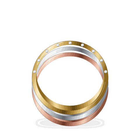 Trio stacking rings in three golds
