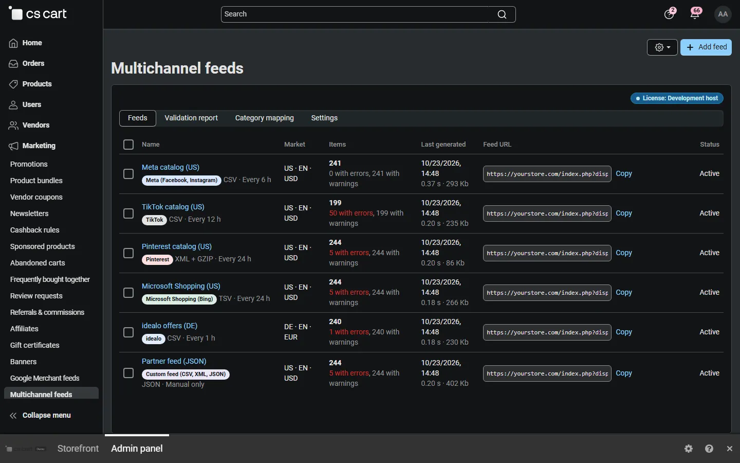 Feeds list