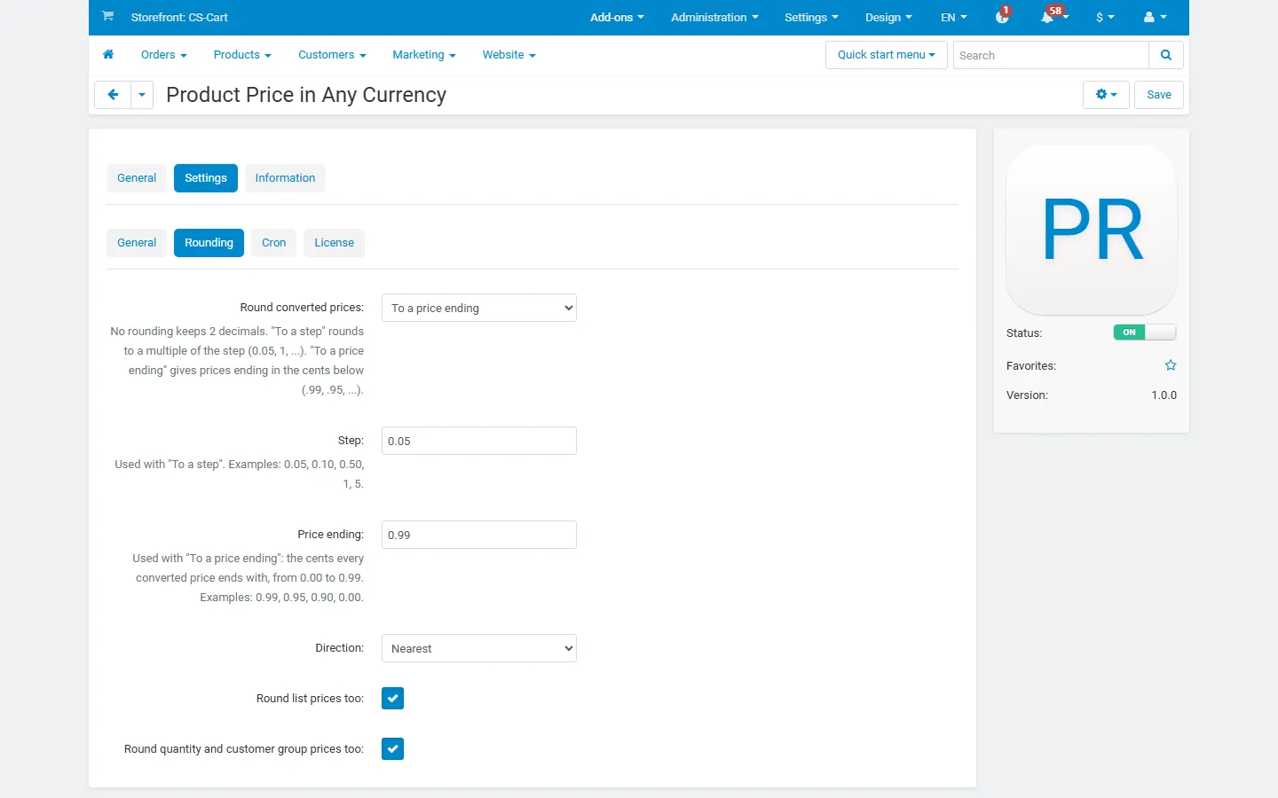 Rounding settings