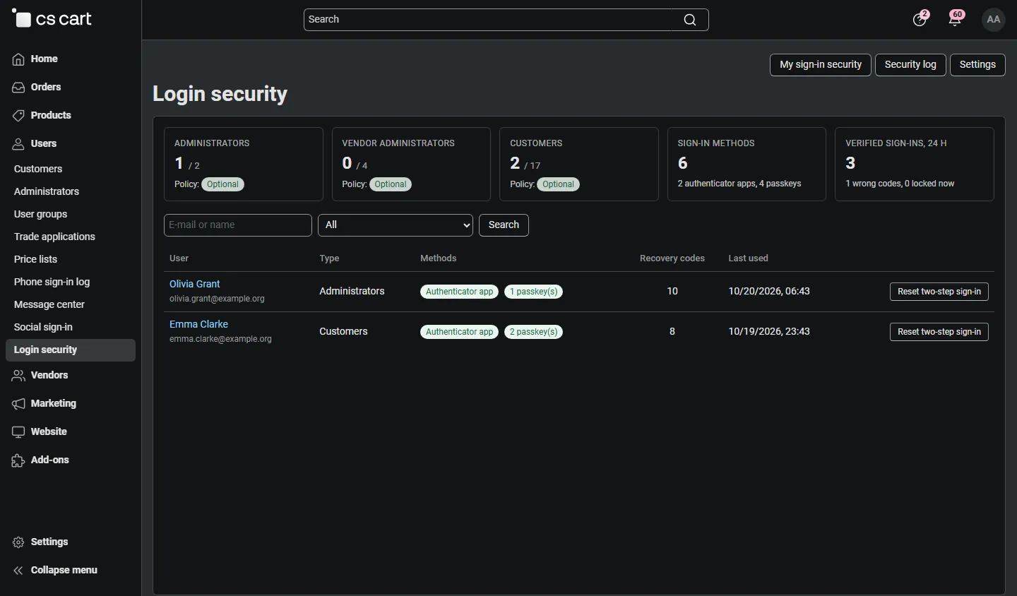 Login security page