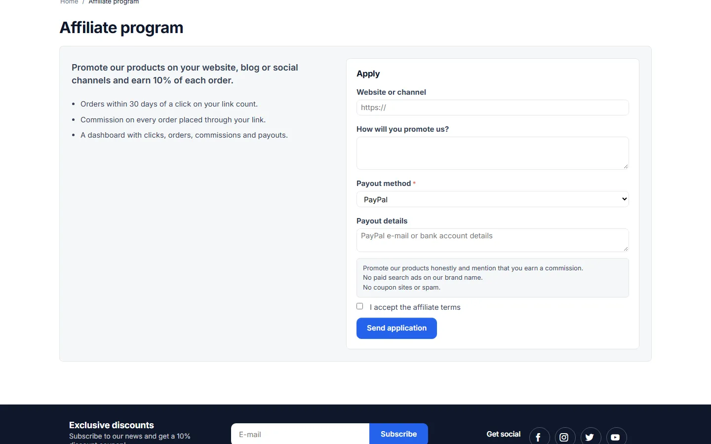 Application form