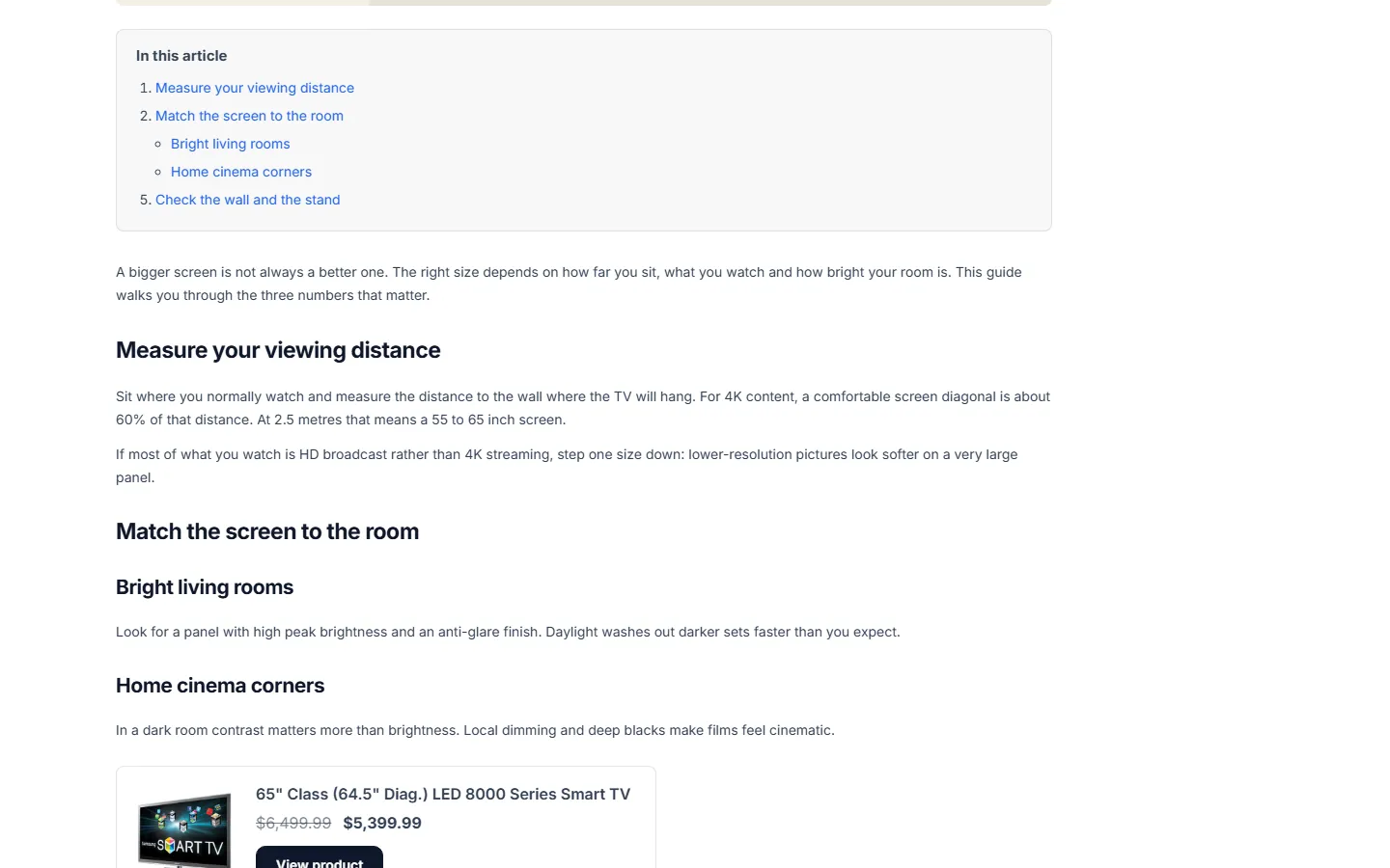 “In this article”: table of contents from the H2/H3 headings with anchor links.