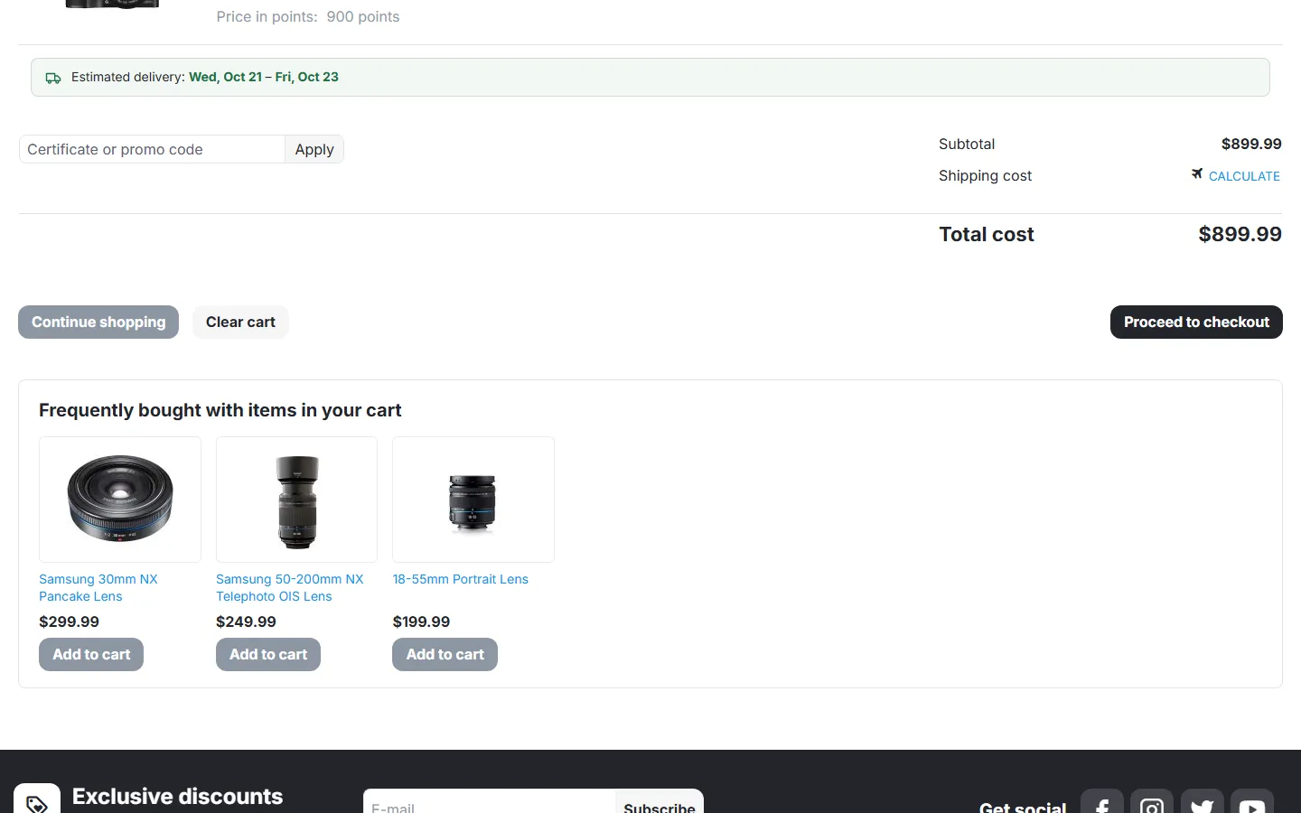 Recommendations on the cart page