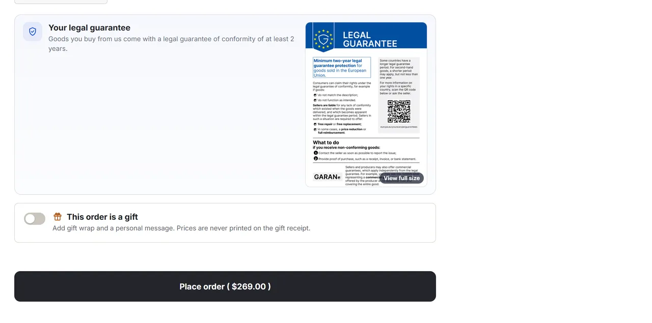 Checkout card