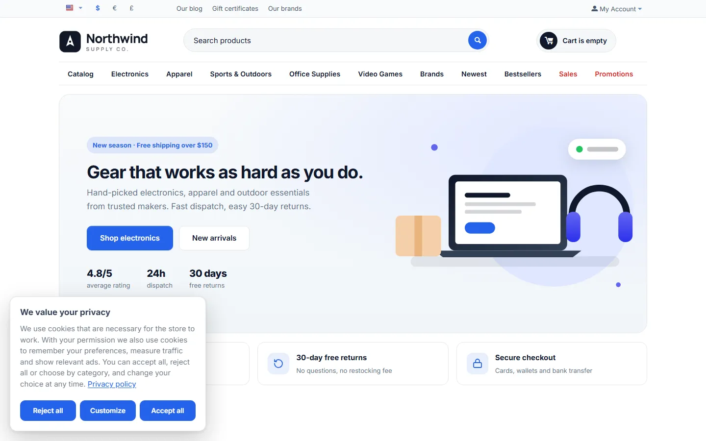 Default box layout in the bottom-left corner of the home page, following the theme colors and font.