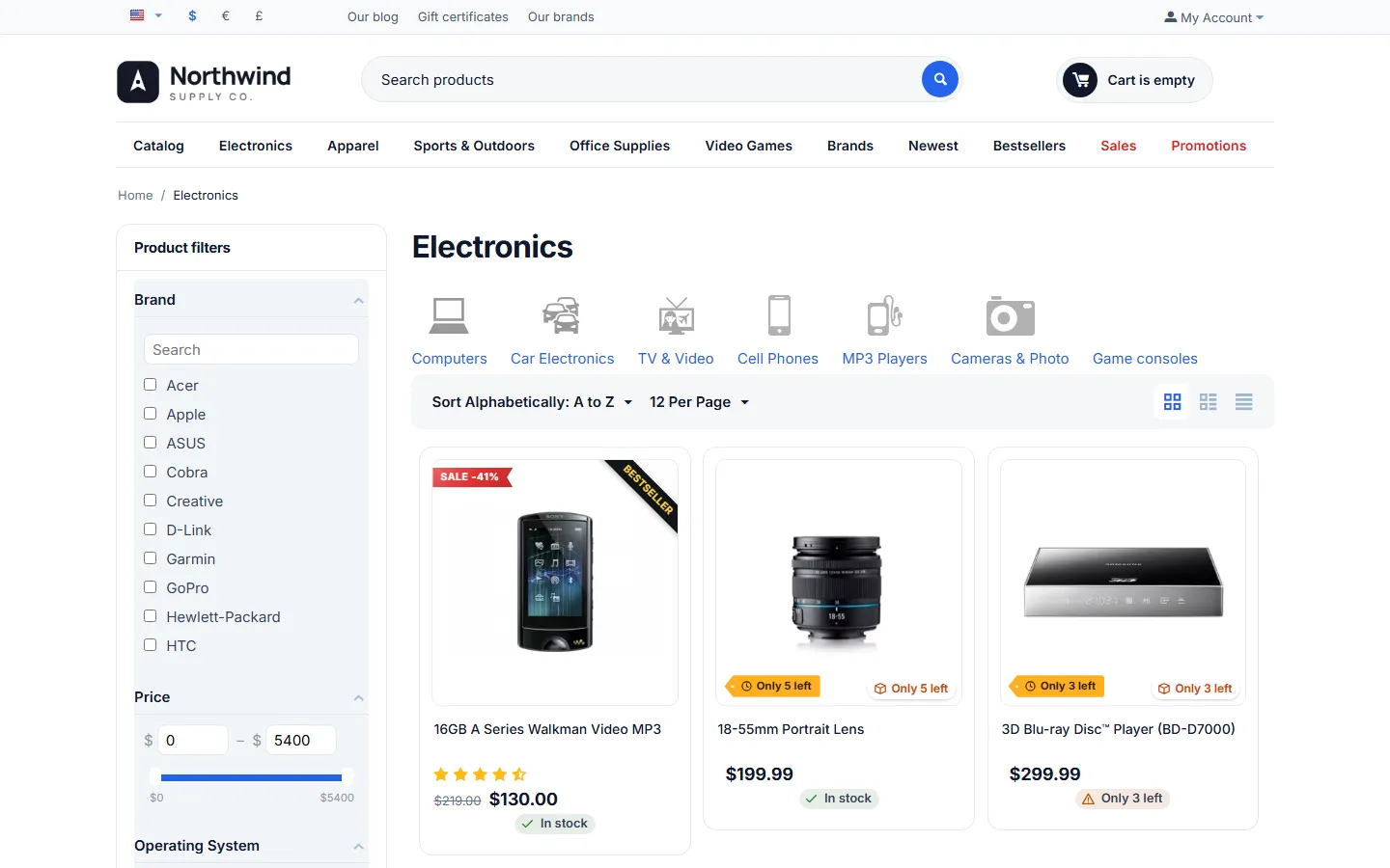 Category page: “/ kg” after the price.