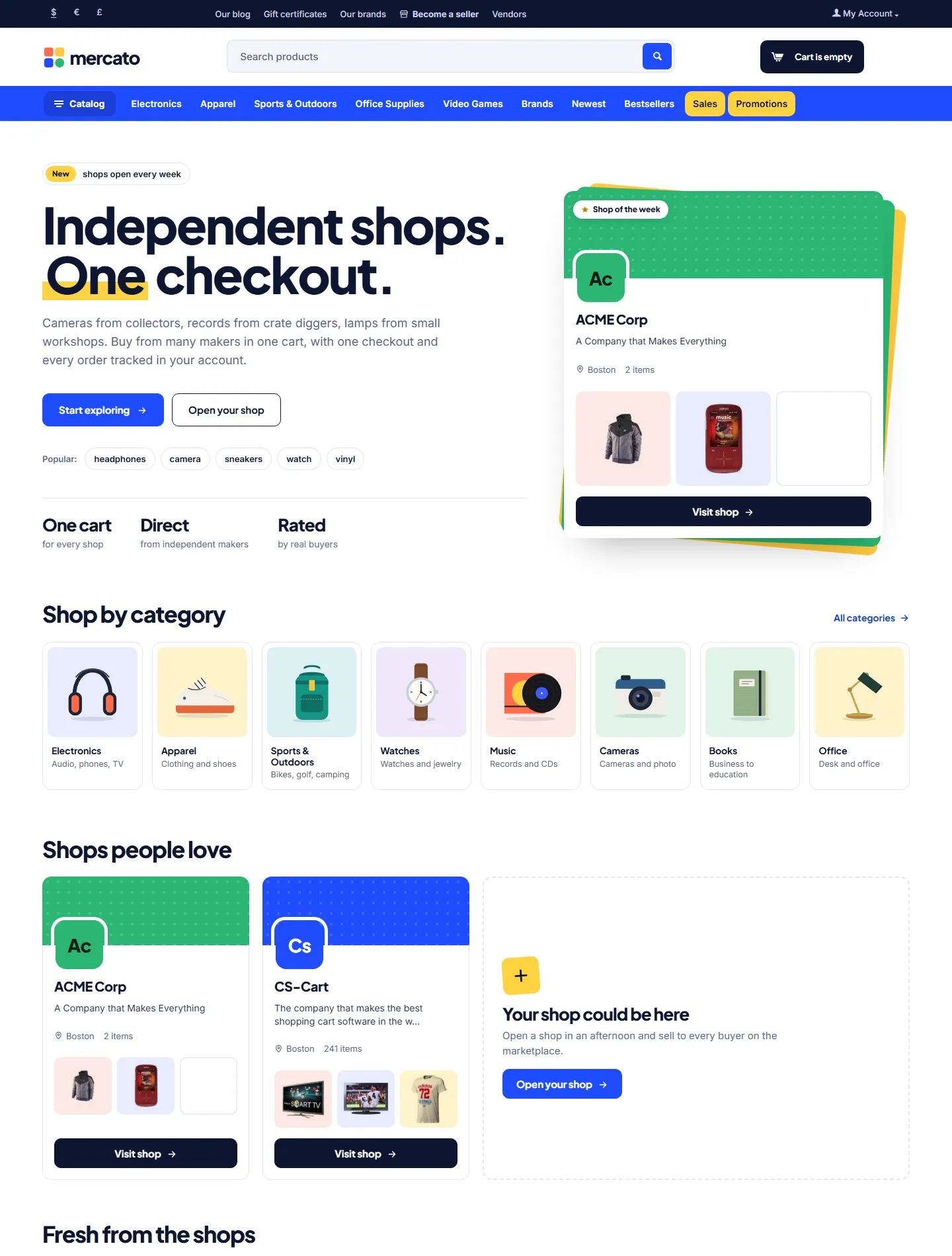 Bazaar, Cobalt style, home page
