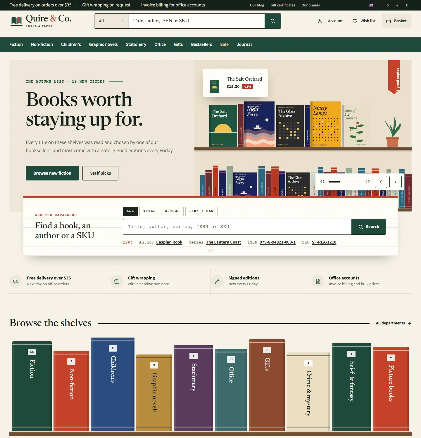 Folio, Library style, home page
