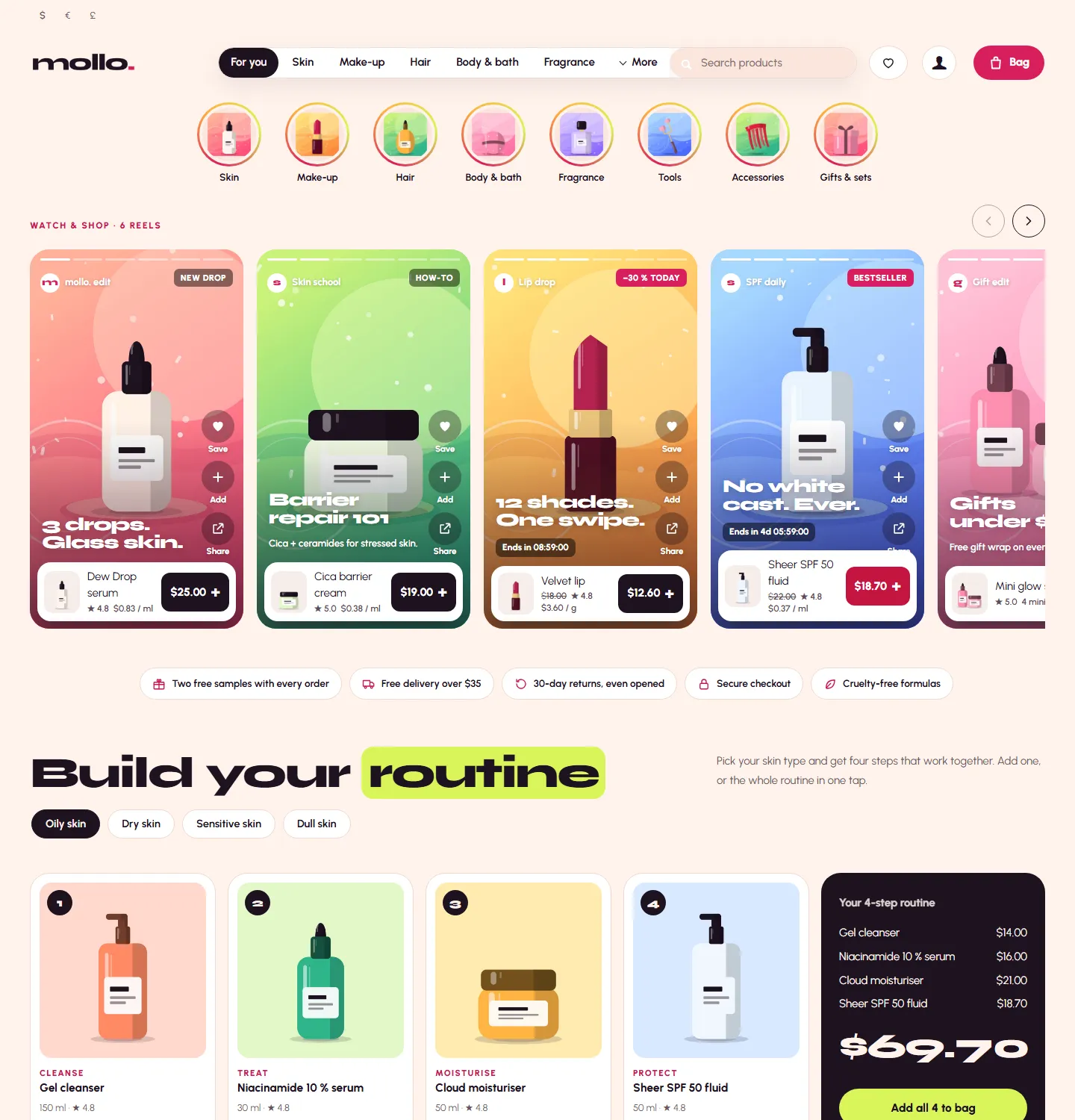 Reel, Papaya style, home page