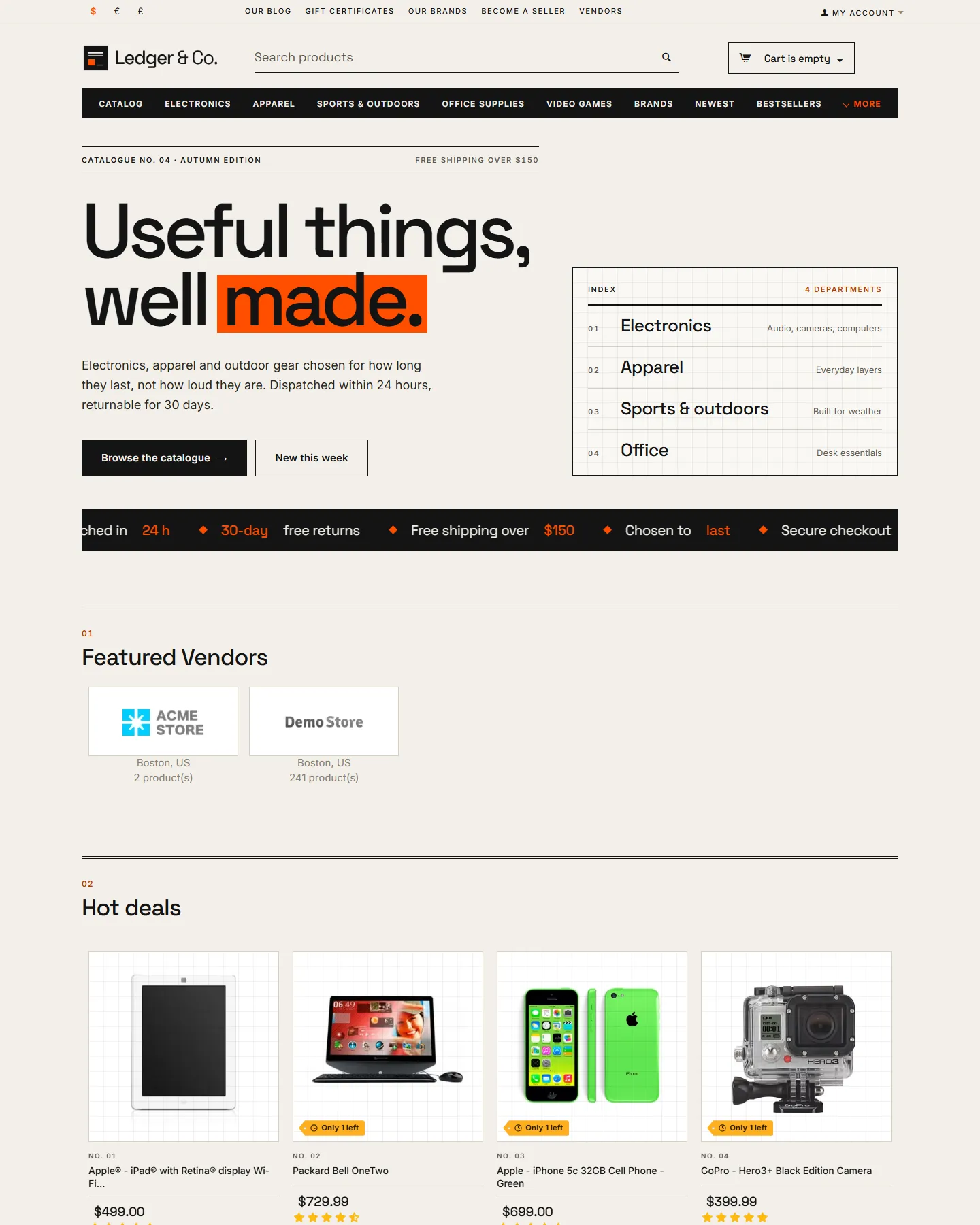 Ledger, Paper style, home page