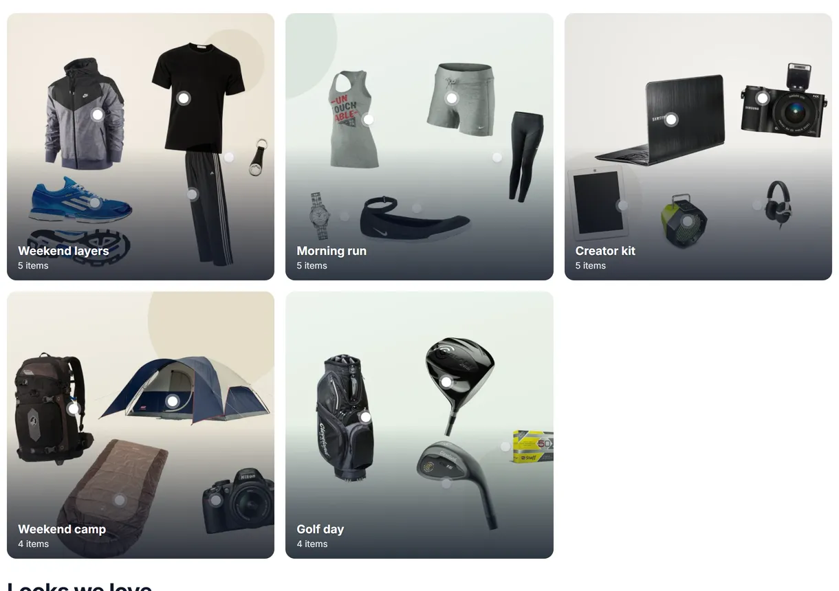 Lookbook grid on the home page
