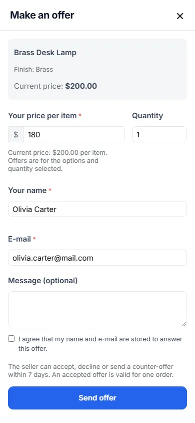 Offer dialog on a phone