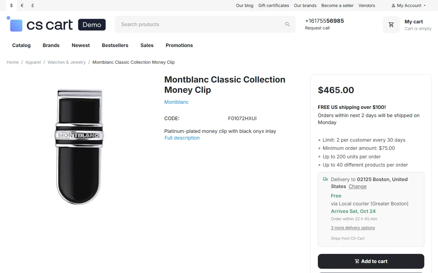 Product page of a limited edition: 2 per customer every 30 days.