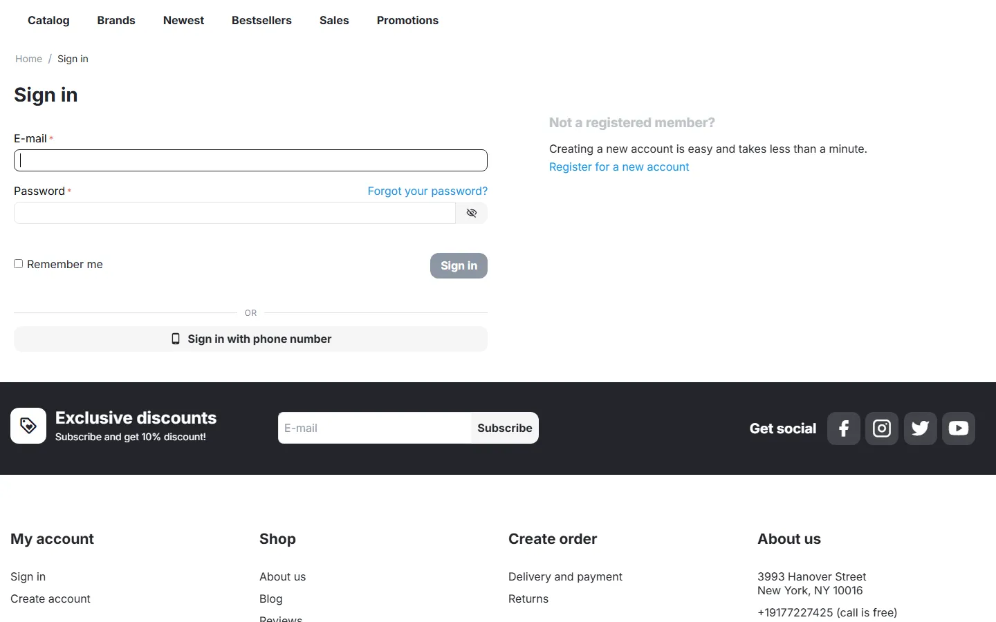 The core sign-in page with the “or” divider and the Sign in with phone number button.