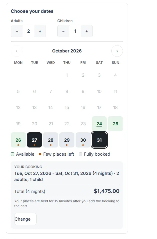 Date range picker with guests