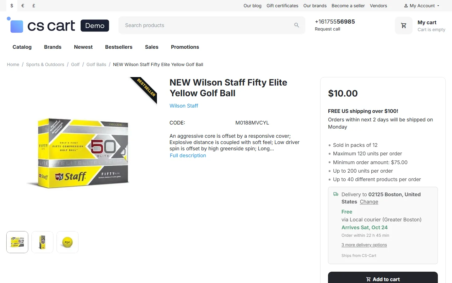 Product page with the quantity rules under the quantity field