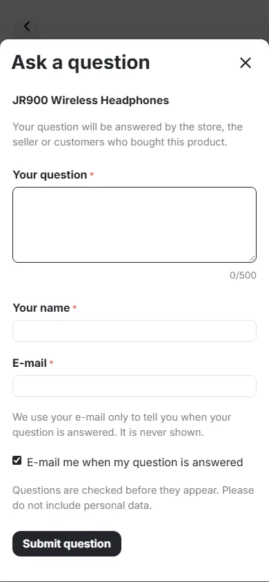 Mobile ask dialog (390 px).