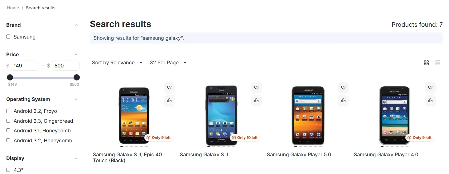 Results page: corrected search, sorted by relevance