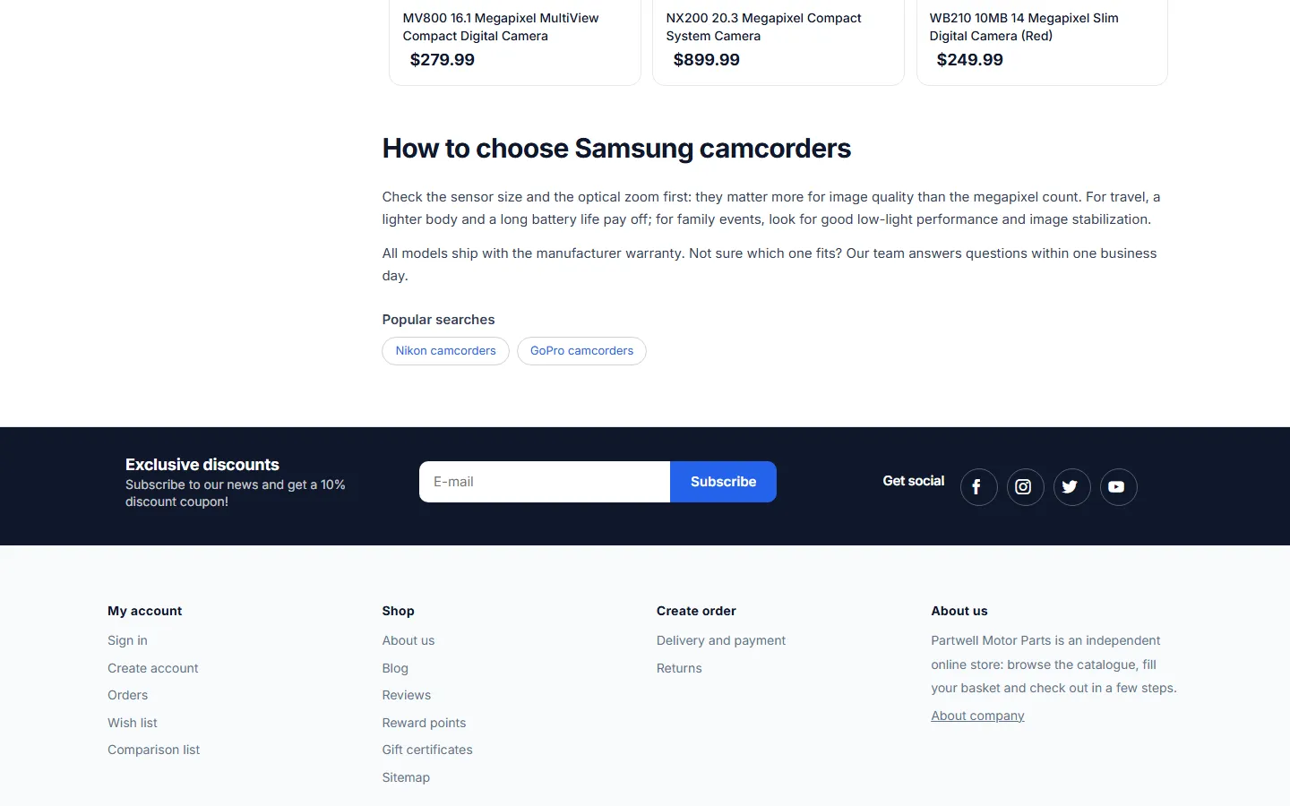 Bottom SEO text and the “Popular searches” links to the sibling landing pages.