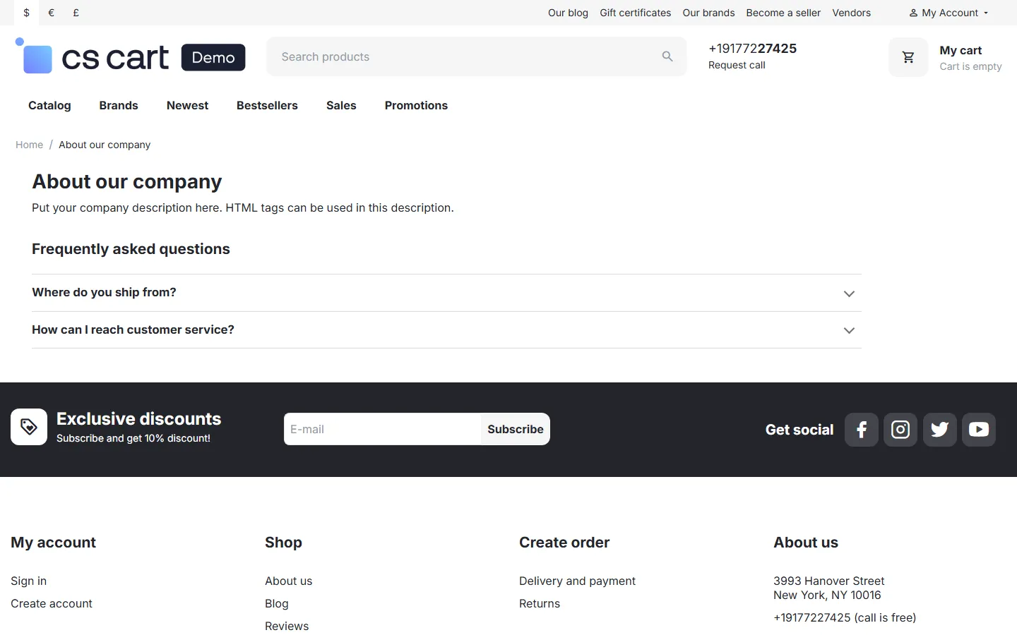 Nova theme: FAQ on an information page.