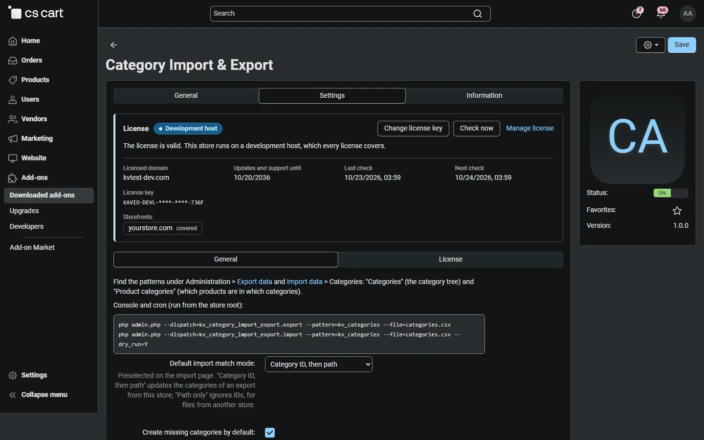Add-on settings