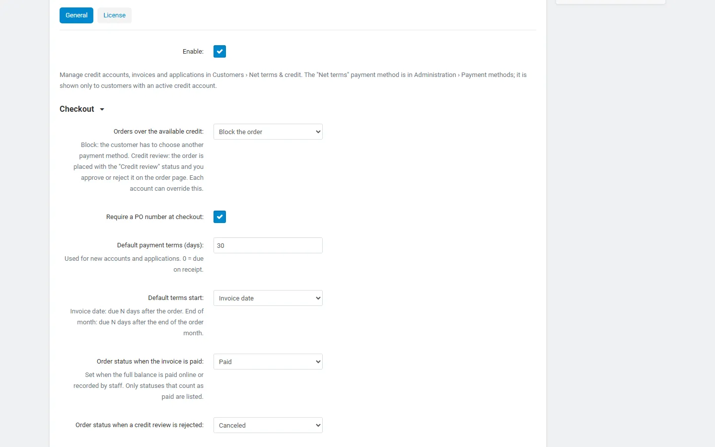 Settings tab of the add-on