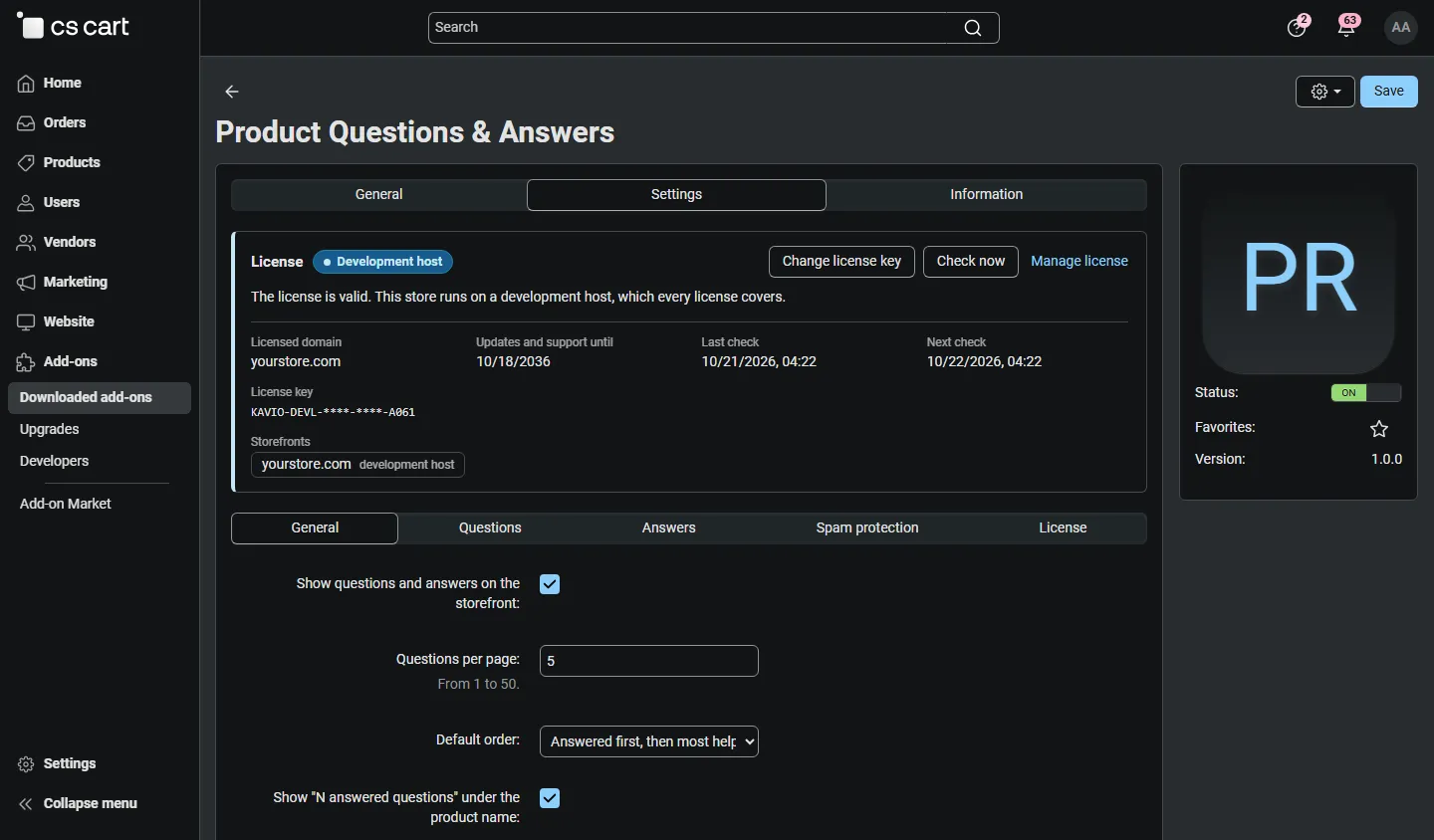 Add-on settings