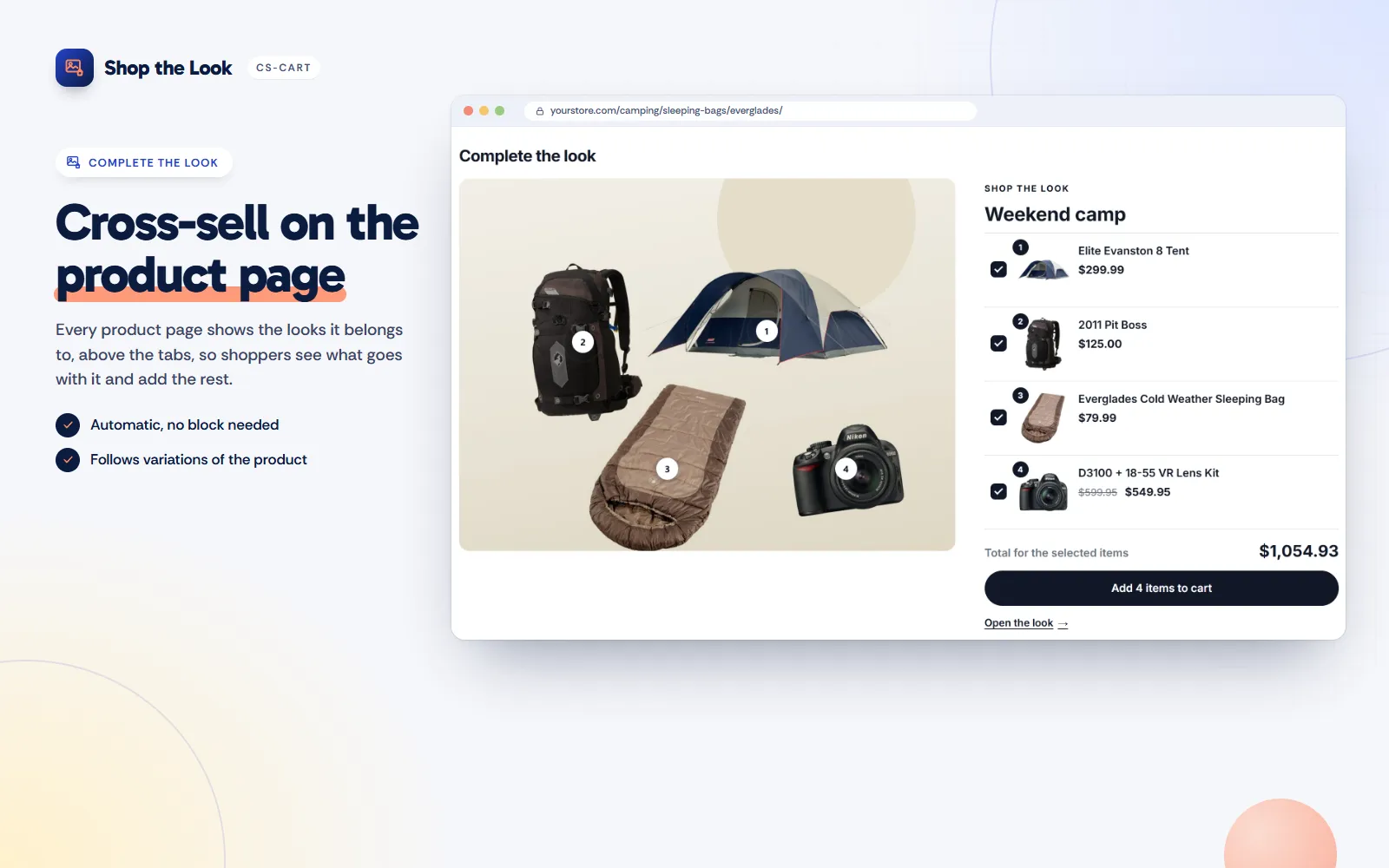 Complete the look on a product page.