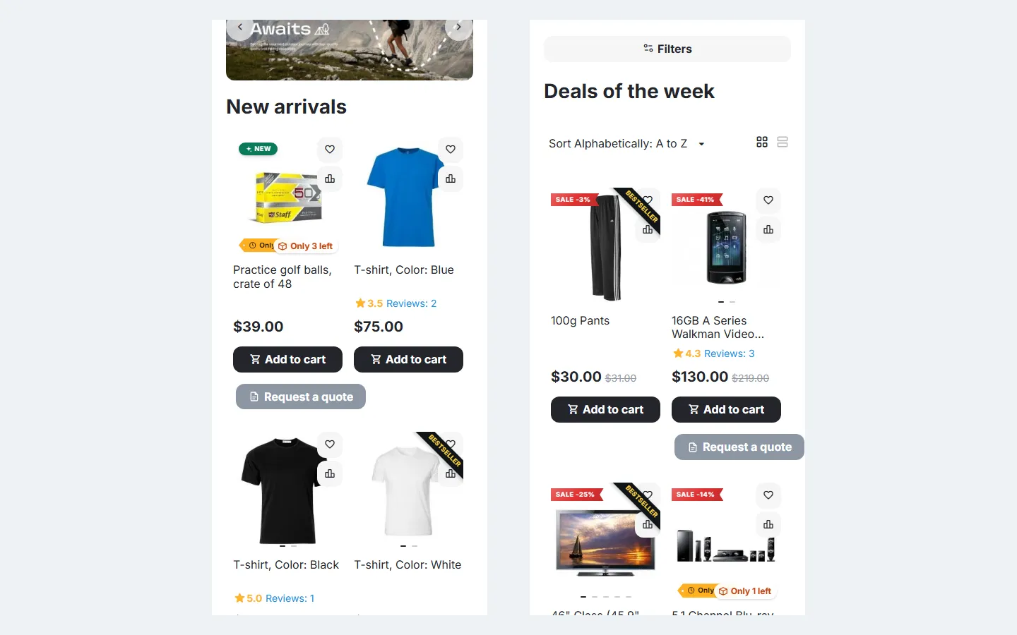 Mobile: the collection block and the collection category (390 px).