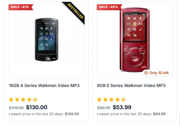Lowest price label in a product list