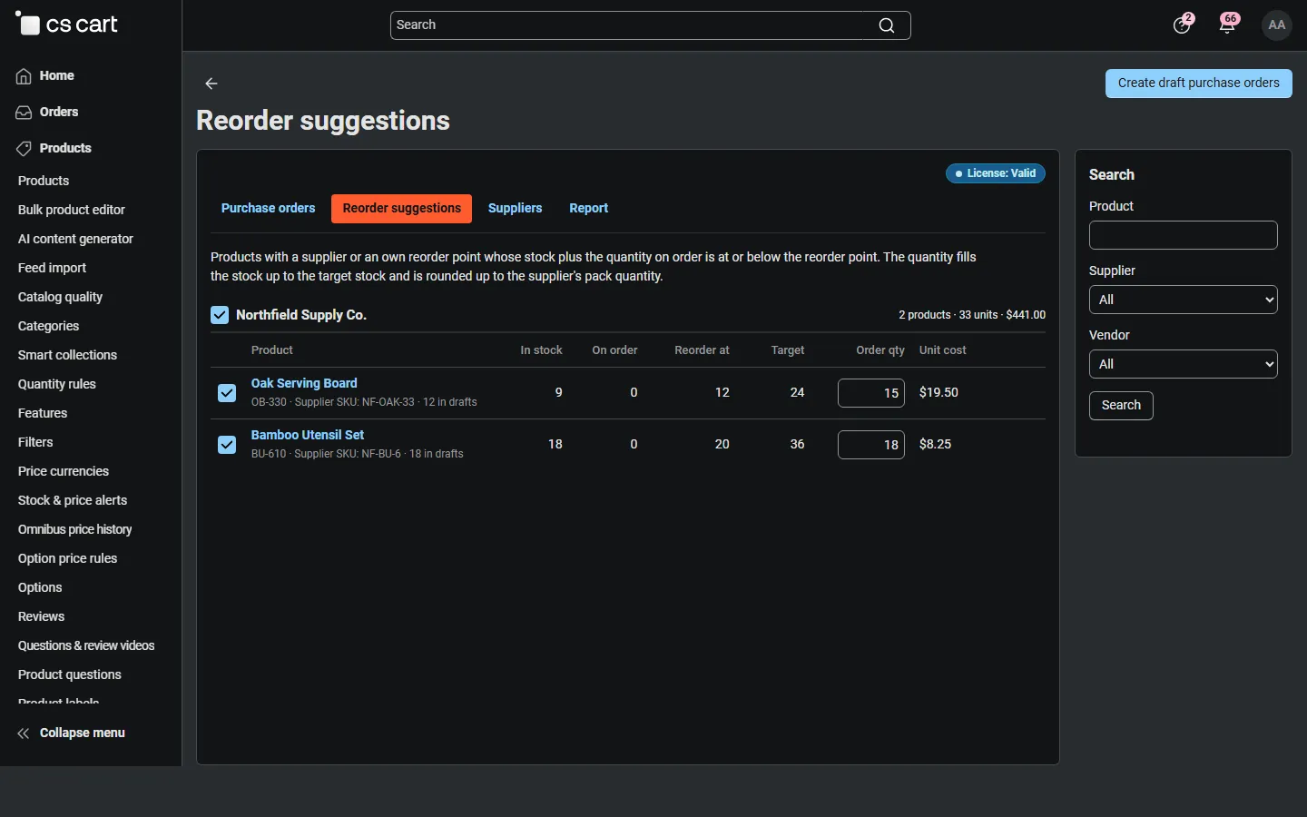 Reorder suggestions