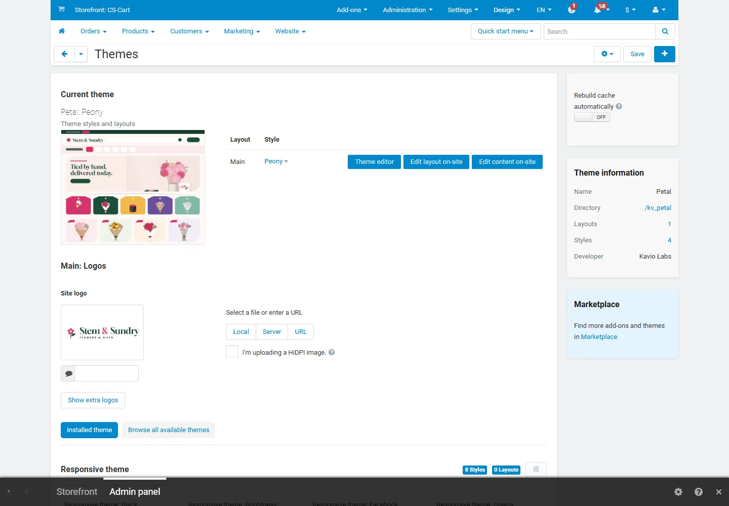 Website > Themes with Petal