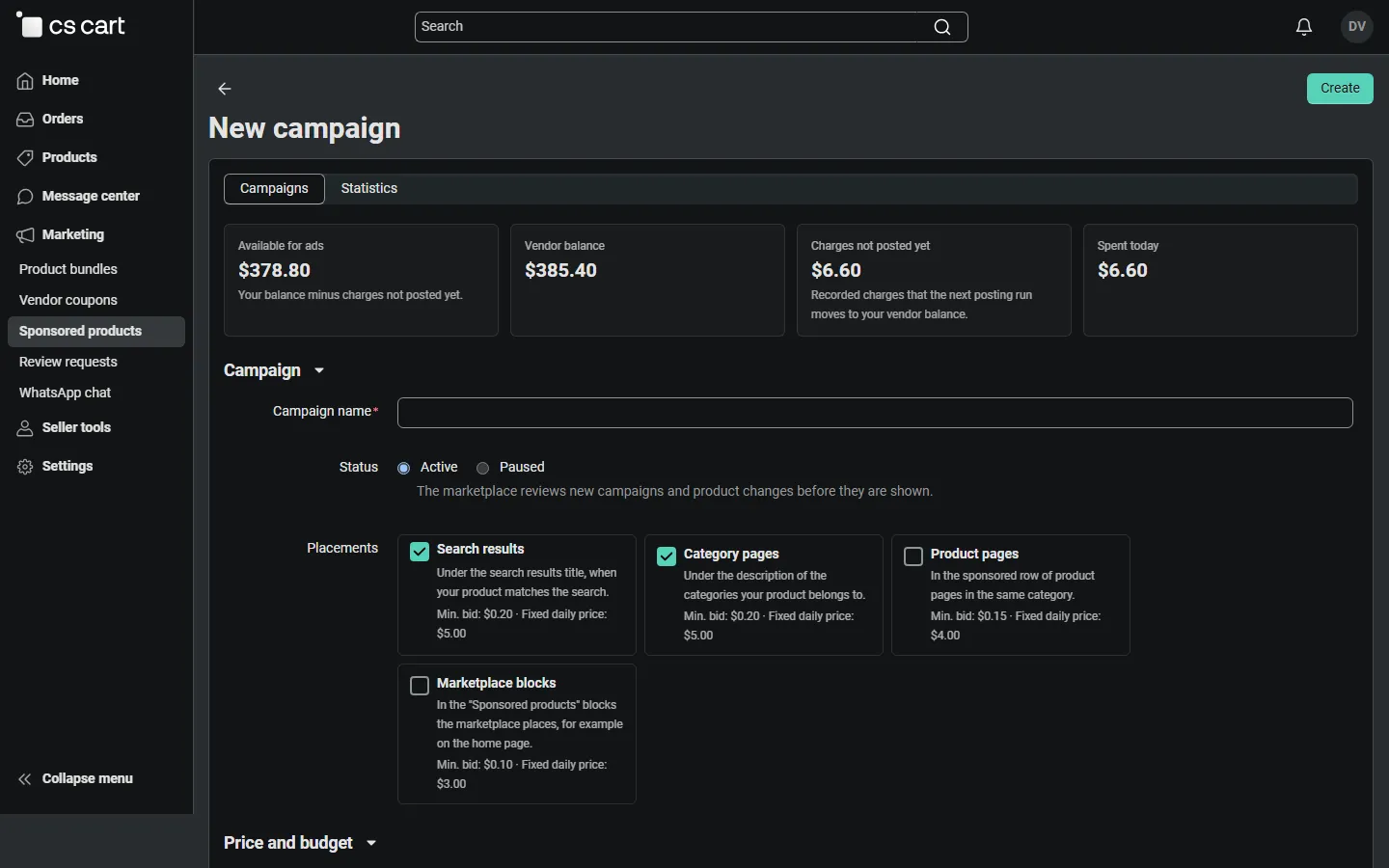 New campaign form