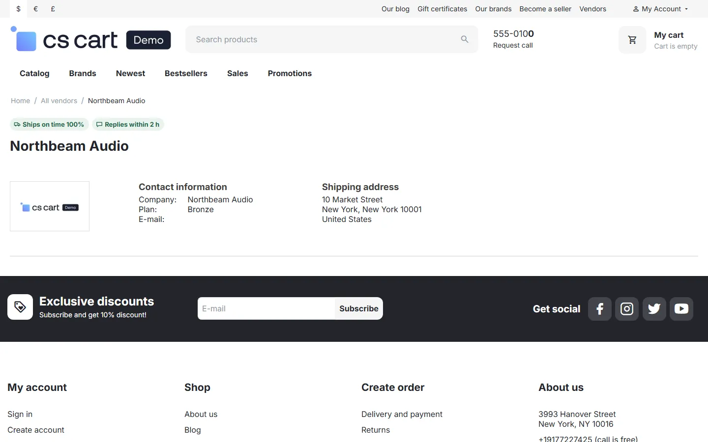 Vendor page with the performance badges.