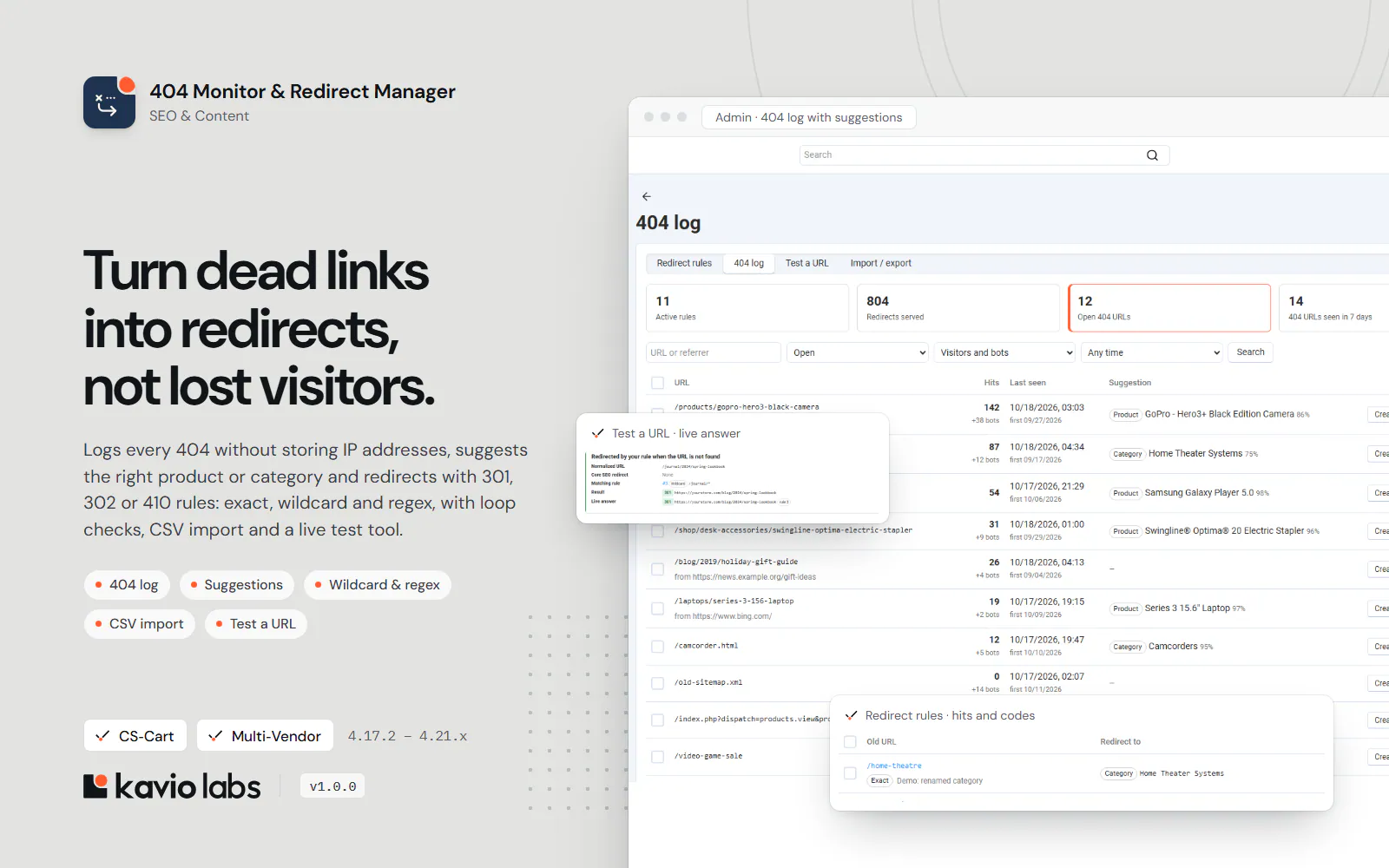404 Monitor & Redirect Manager: overview
