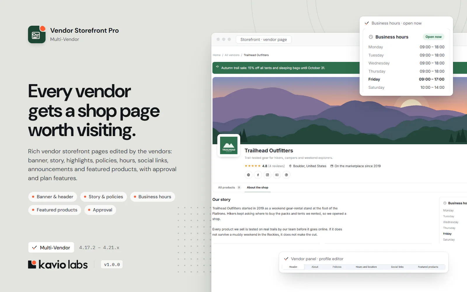 Vendor Storefront Pro: overview