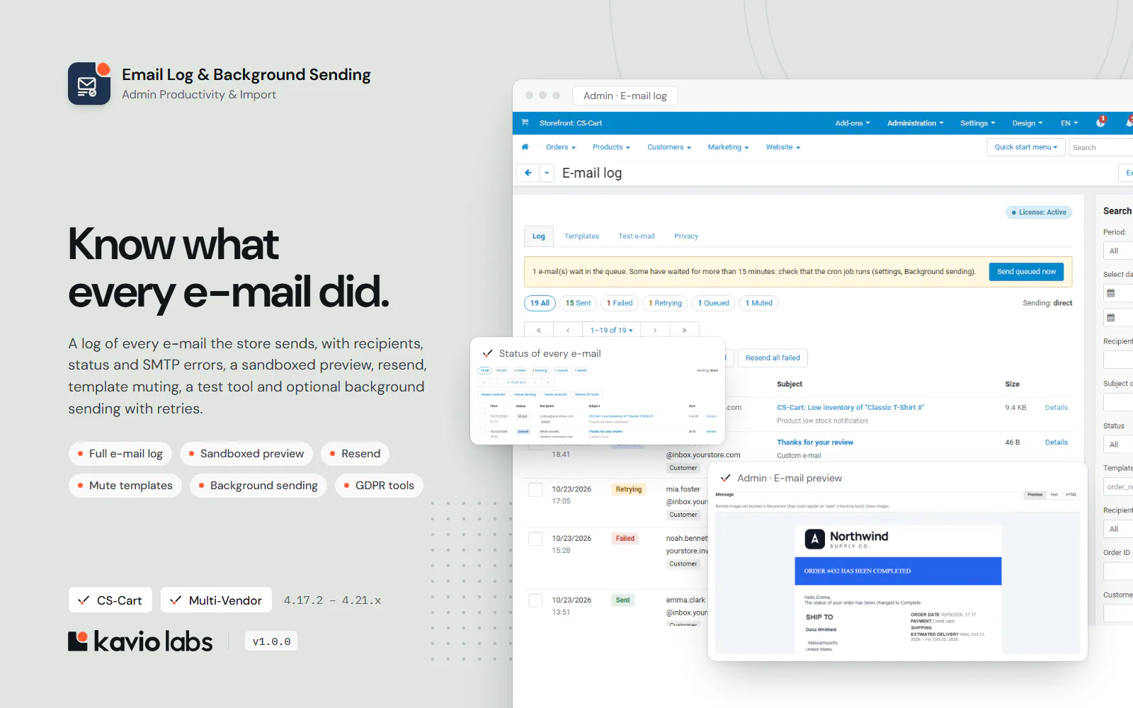 Email Log & Background Sending: overview