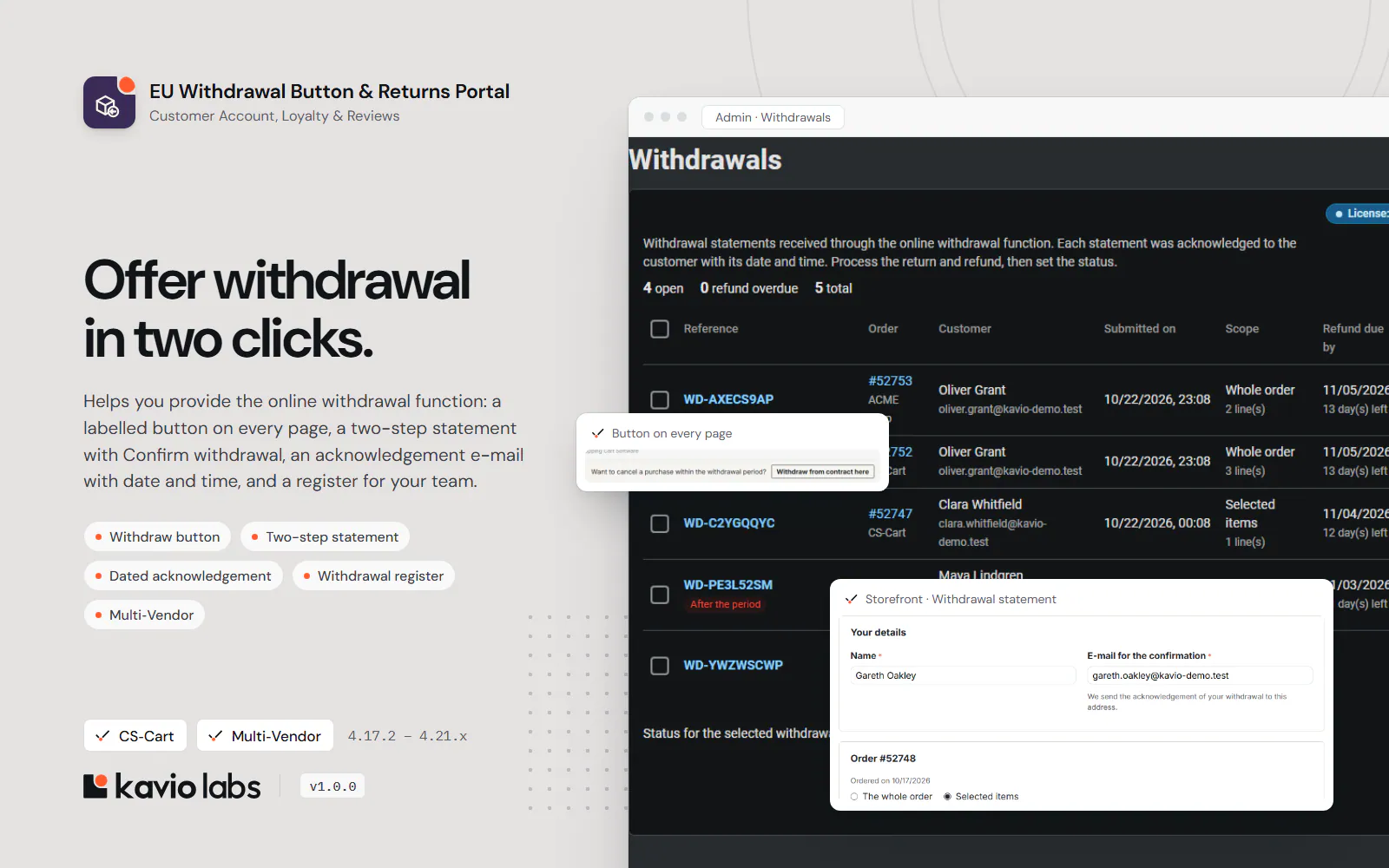 EU Withdrawal Button & Returns Portal: overview