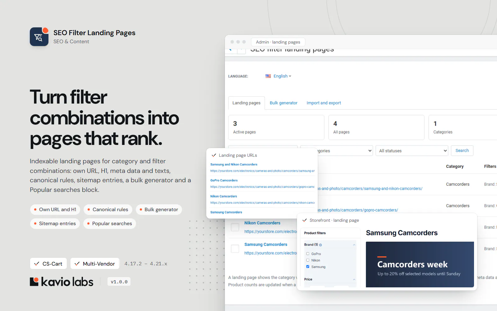 SEO Filter Landing Pages: overview