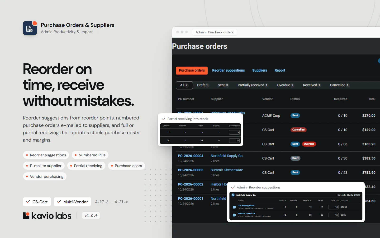 Purchase Orders & Suppliers: overview
