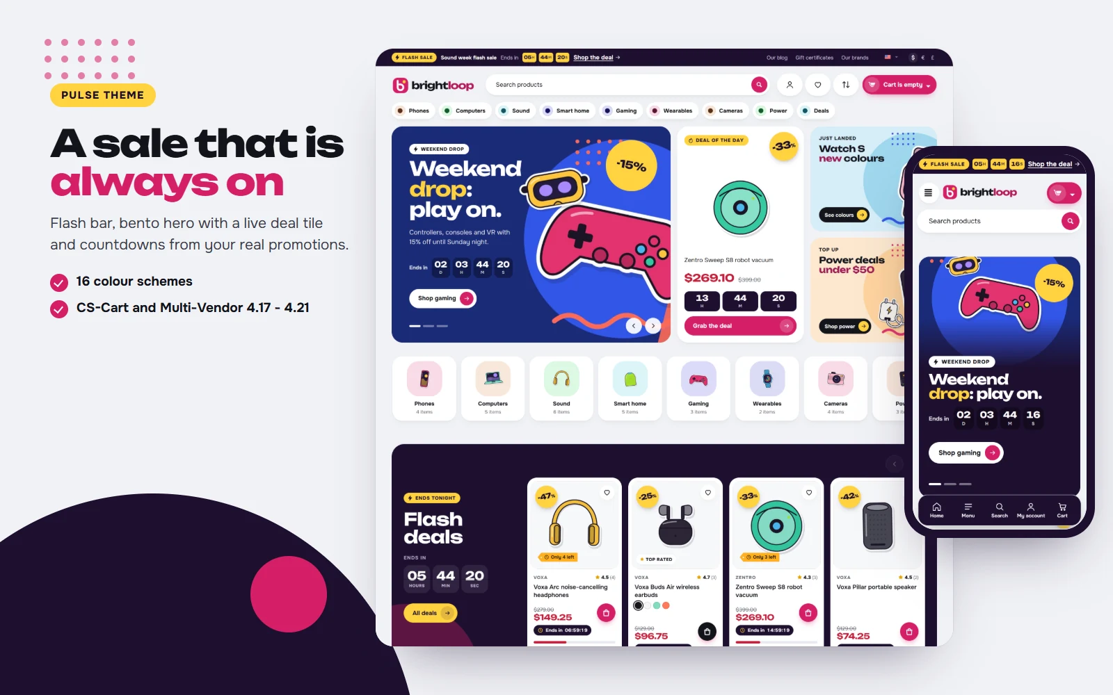 Pulse, Berry scheme: home page on desktop and phone