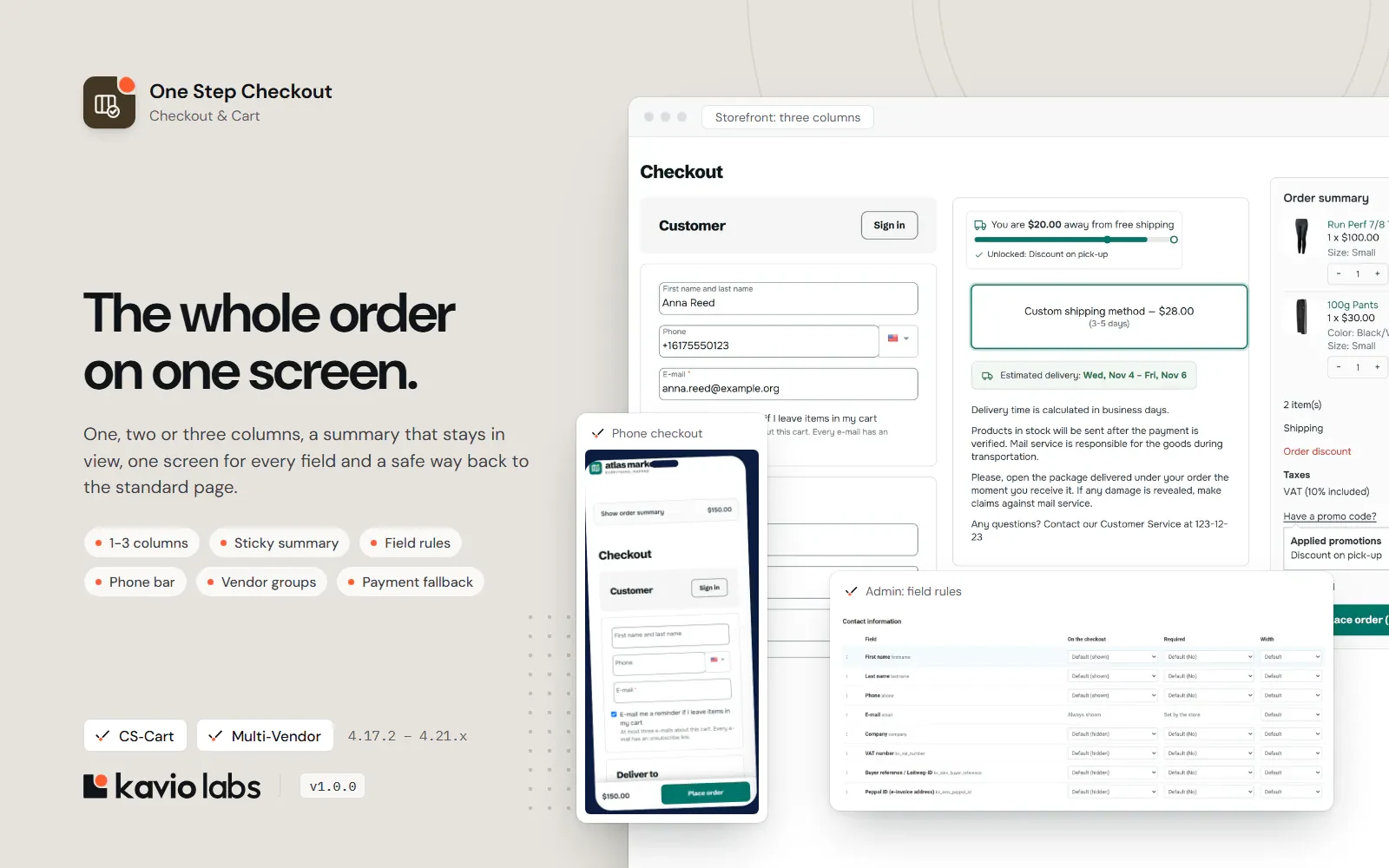 One Step Checkout: overview