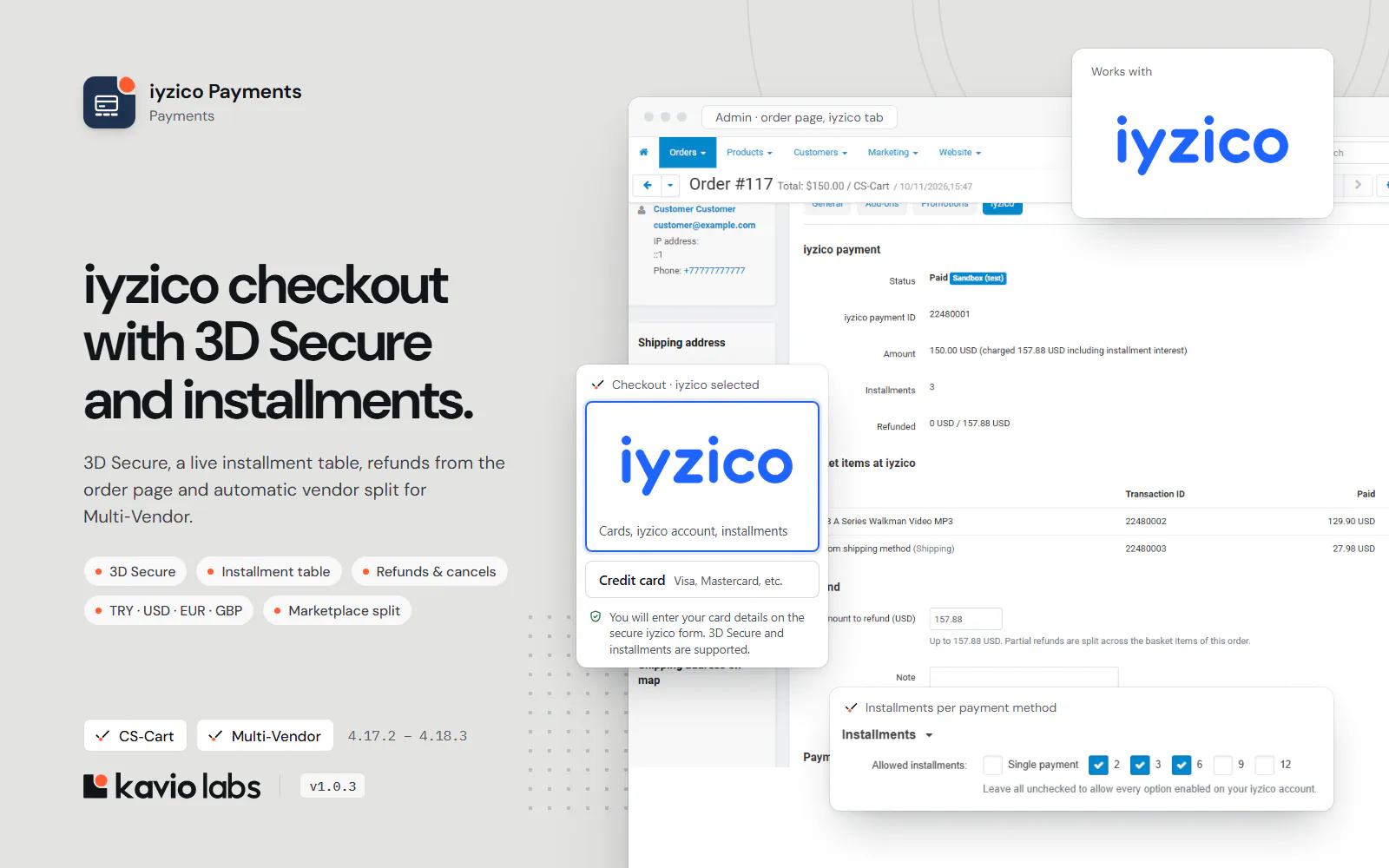 iyzico Payments (3DS, Installments, Marketplace): overview